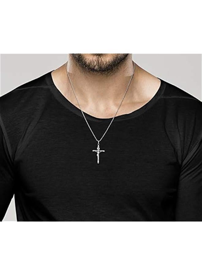 Arabest Rhodium Plated 925 Sterling Silver Small or Large Crucifix Necklace for Men Women, Cross Pendant with Rope Chain, Made in Italy - Image 4