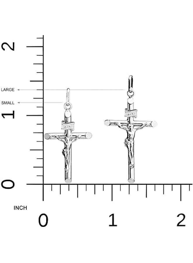 Arabest Rhodium Plated 925 Sterling Silver Small or Large Crucifix Necklace for Men Women, Cross Pendant with Rope Chain, Made in Italy - Image 5