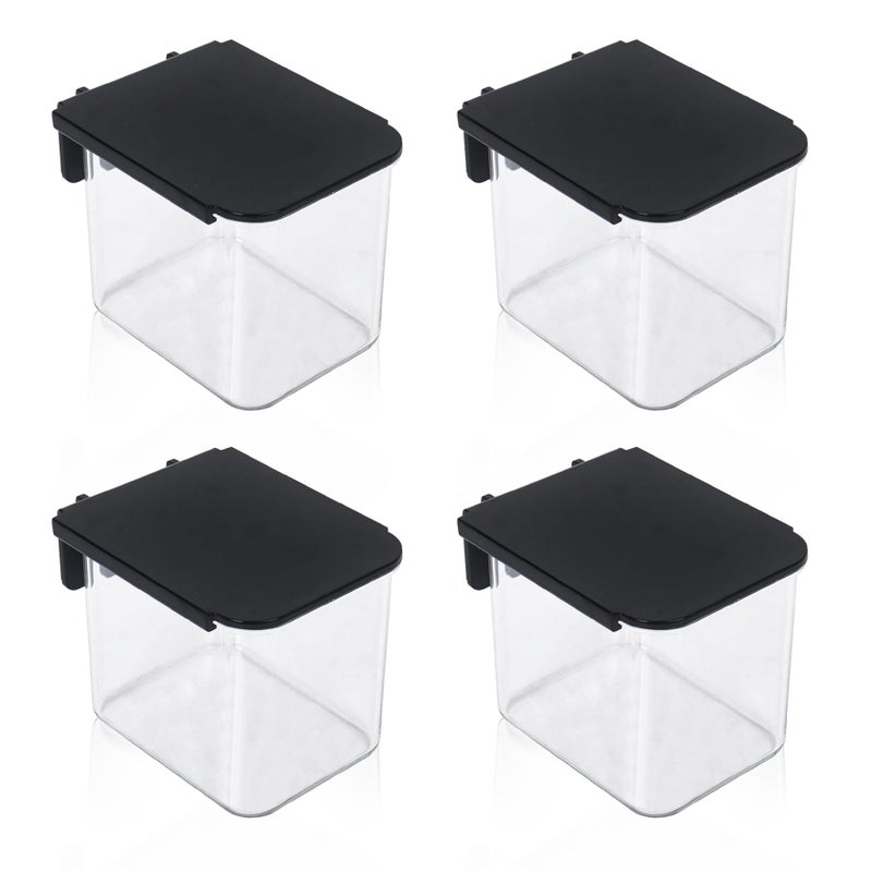Klmnop 4 Pcs Pegboard Accessories with Lid 39 x 32 x 32 Inch Pegboard Bins with Hooks Clear Plastic Pegboard Containers for Garage Office Storage KitchenBlack