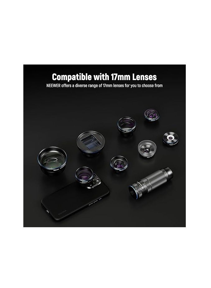 NEEWER Phone Case for 16 Pro , TPU/PC Protective Heavy Duty Case with 17mm Lens Mounts, 67mm Filter Adapter, Nonslip Faux Leather, Compatible with iPhone 16 Pro MagSafe, PA084 Black - Image 3