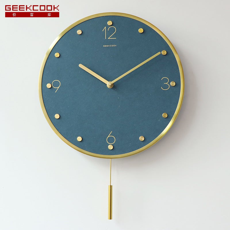 Metal Silent Swing Clock: Light Luxury Color Modern Light Luxury Ins Wall Clock Brass Scale Color Mdf Clock Face - Image 3