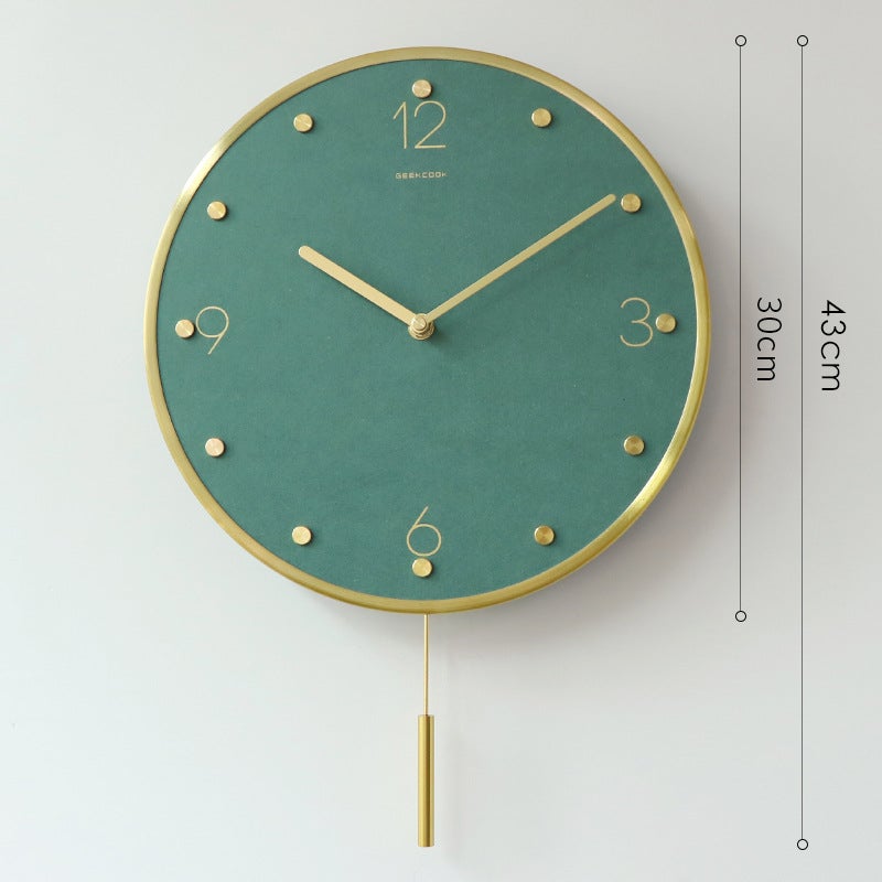 Metal Silent Swing Clock: Light Luxury Color Modern Light Luxury Ins Wall Clock Brass Scale Color Mdf Clock Face - Image 1