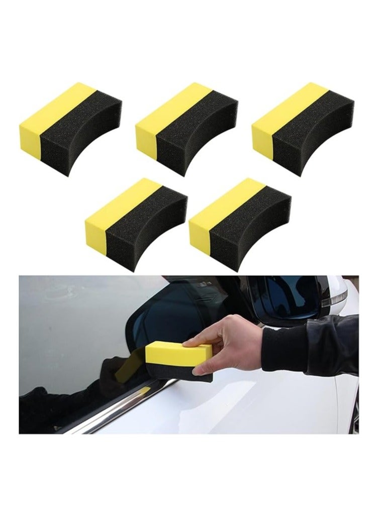 مجموعة 5 قطع إسفنج تلميع وإبراز إطارات السيارة، وسائد تطبيق الشمع والتلميع، إسفنج لمعان الإطارات متعدد الاستخدام للأسطح المطلية والزجاج والحديد والخزف (مقاس عادي)