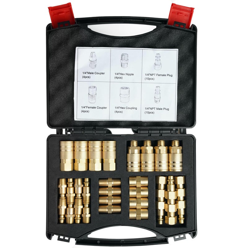 TL TOOLEGIN 1/4" Air Hose Fittings, 36 pcs Quick Connect Air Compressor Accessories Kit, Air Compressor Fittings with Storage Case, 300 PSI - Image 2