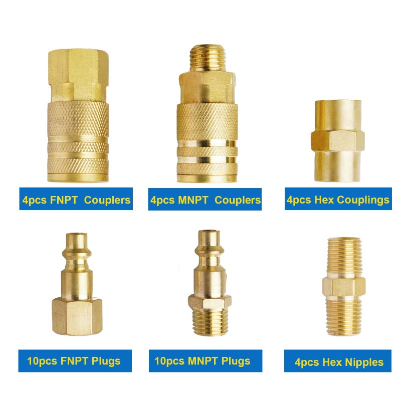 TL TOOLEGIN 1/4" Air Hose Fittings, 36 pcs Quick Connect Air Compressor Accessories Kit, Air Compressor Fittings with Storage Case, 300 PSI - Image 3