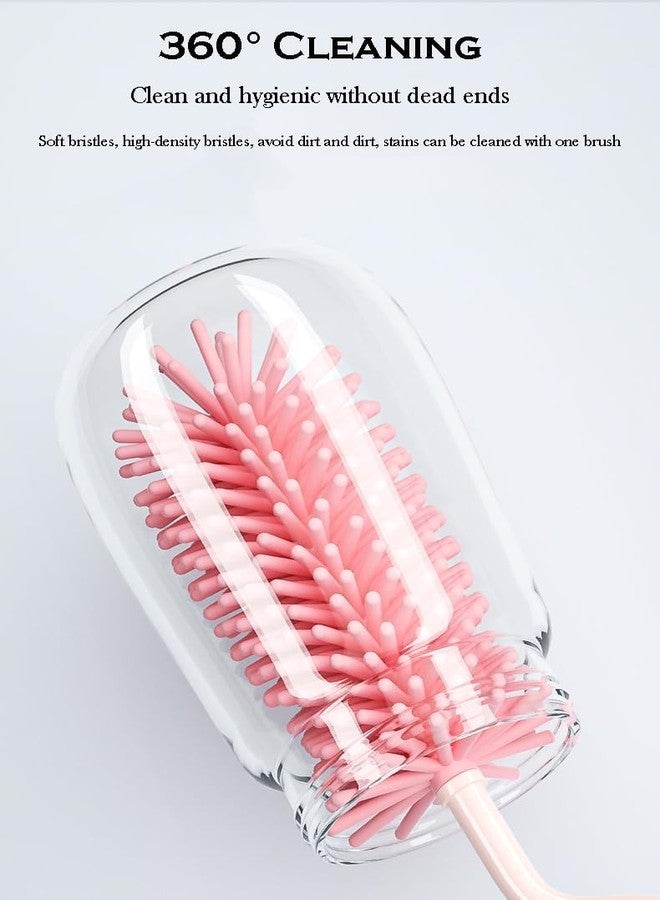 SEMITO Baby Bottles Cleaning Brushes, Feeding Bottle Nipple & Straw Cleaner Set with Anti Slip Handle, Easy to Clean Bottles Corner, BPA-Free Silicone Bristles - Image 4