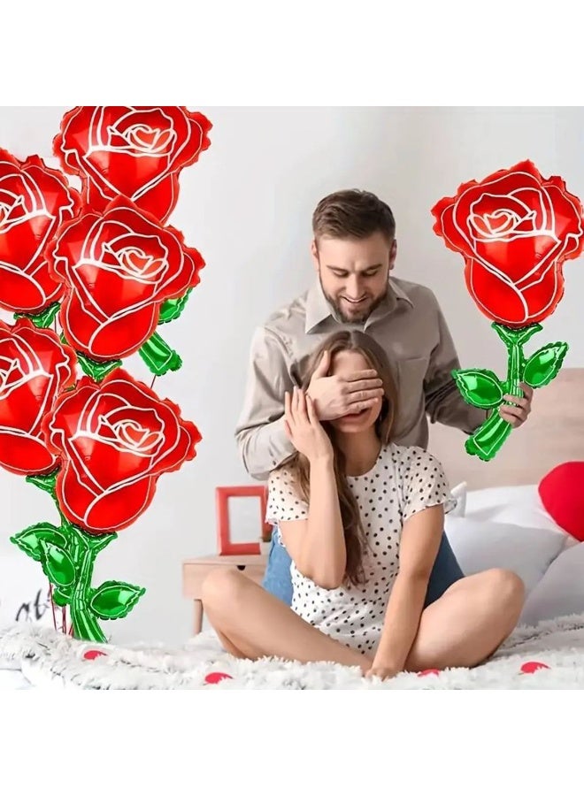 Party 5-pack large red rose flowers for Valentine's Day proposal wedding ceremony party decoration foil balloons - Image 4