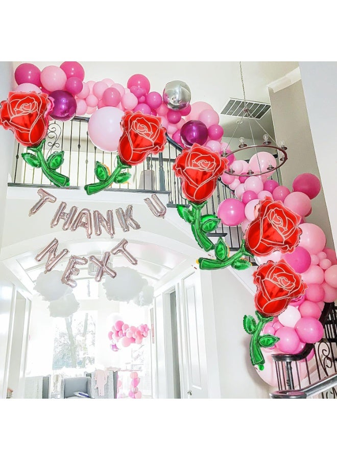 Party 5-pack large red rose flowers for Valentine's Day proposal wedding ceremony party decoration foil balloons - Image 5