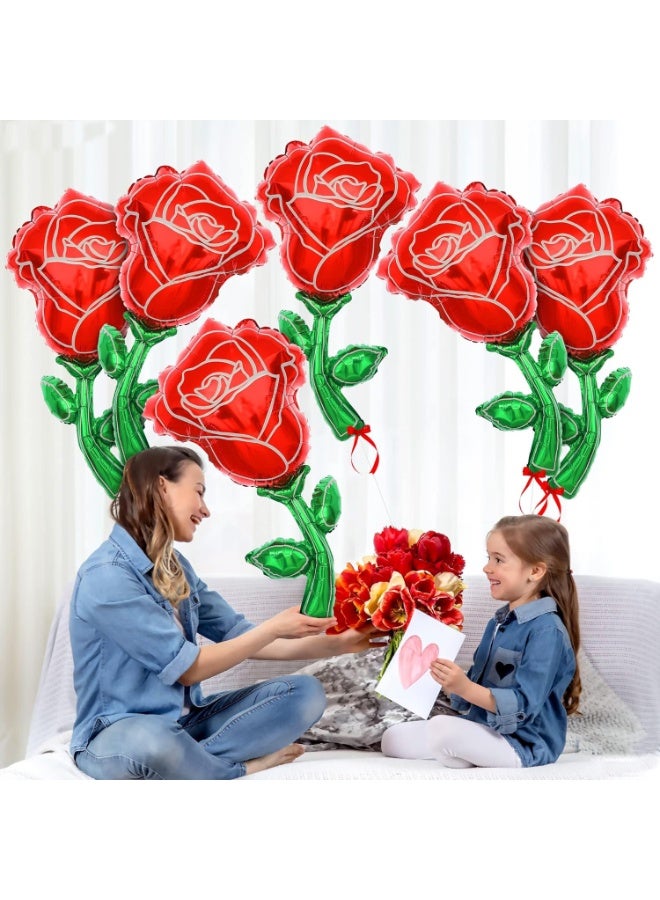 Party 5-pack large red rose flowers for Valentine's Day proposal wedding ceremony party decoration foil balloons - Image 1