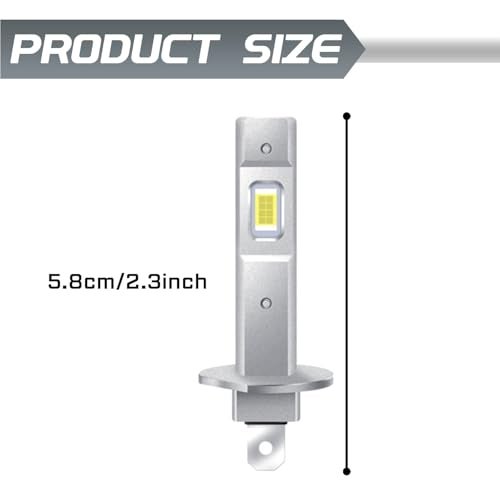 SWQS 2PCS H1 LED Bulb, 1:1 Mini Size Fog Light Bulbs, 800% Brighter 6500K Cool White, Plug and Play, No Adapter Required Interior Lights Dome Map Door License Plate Lights Raplacement, Pack of 2 - Image 2