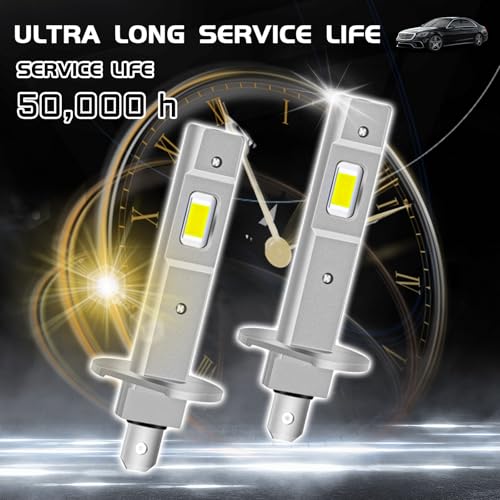 SWQS 2PCS H1 LED Bulb, 1:1 Mini Size Fog Light Bulbs, 800% Brighter 6500K Cool White, Plug and Play, No Adapter Required Interior Lights Dome Map Door License Plate Lights Raplacement, Pack of 2 - Image 4
