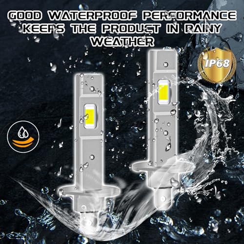 SWQS 2PCS H1 LED Bulb, 1:1 Mini Size Fog Light Bulbs, 800% Brighter 6500K Cool White, Plug and Play, No Adapter Required Interior Lights Dome Map Door License Plate Lights Raplacement, Pack of 2 - Image 3