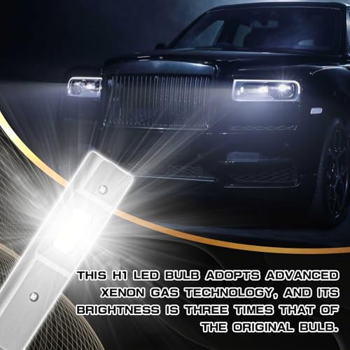 SWQS 2PCS H1 LED Bulb, 1:1 Mini Size Fog Light Bulbs, 800% Brighter 6500K Cool White, Plug and Play, No Adapter Required Interior Lights Dome Map Door License Plate Lights Raplacement, Pack of 2 - Image 5