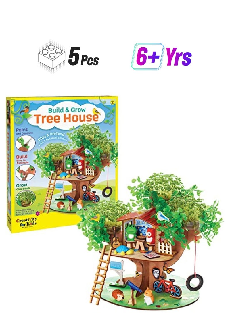 Creativity for Kids Creativity for Kids Build & Grow Tree House – DIY Craft Kit for Kids, Build, Paint & Decorate a Miniature Treehouse, Fun & Educational Activity  - Image 1