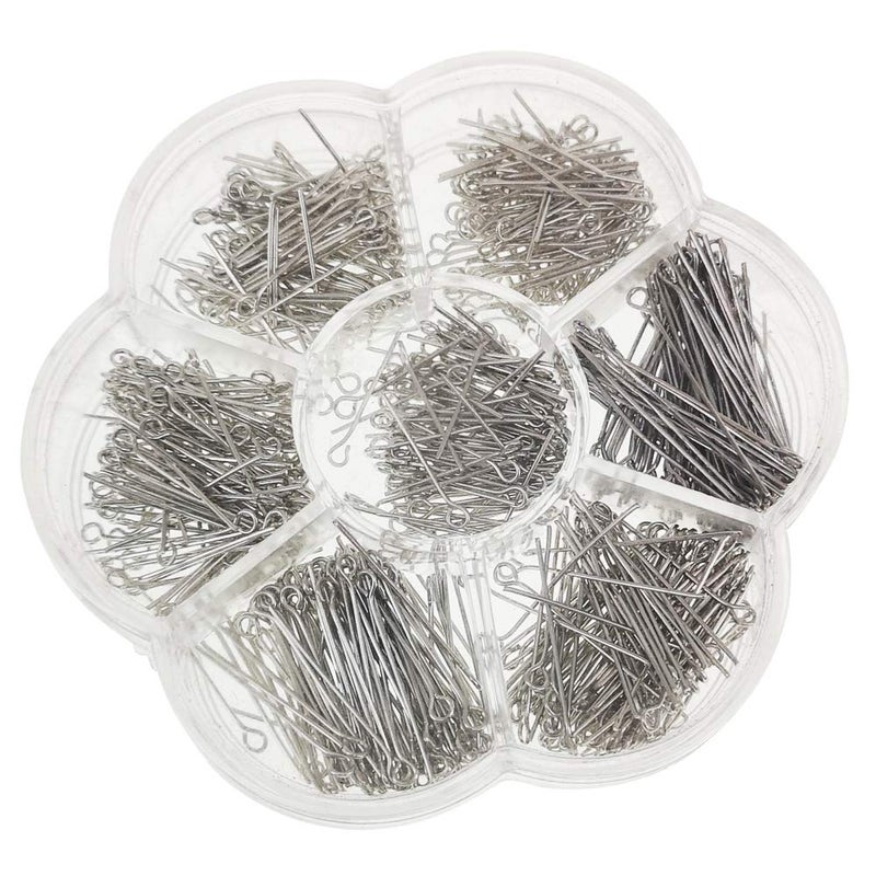 Chenkou Craft 700pcs Assorted of 7 Sizes Mix Eye Pins for Jewelry Making AntiSilver Mix