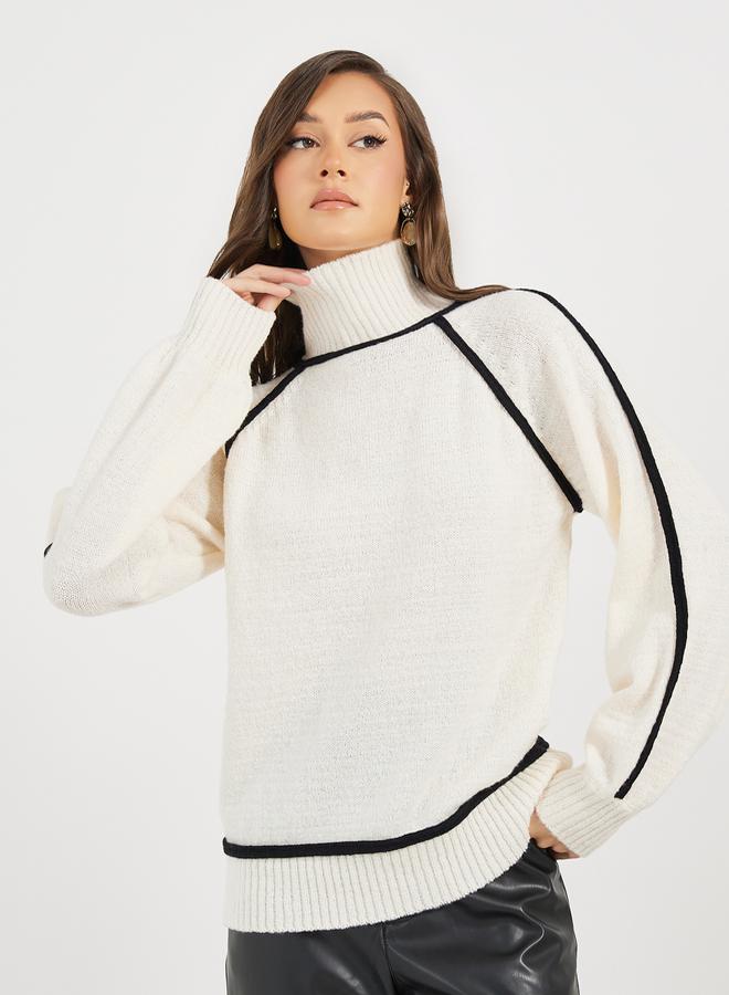 Styli Turtle Neck Knit Top with Balloon Sleeves  - Image 3