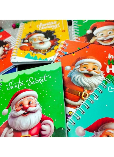 Notebook, wire notebook, 50 sheets with New Year and Christmas drawings, suitable for adults and children, size 15*10 cm.