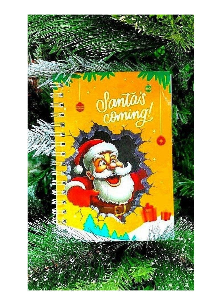 Generic - Notebook, wire notebook, 50 sheets with New Year and Christmas drawings, suitable for adults and children, size 15*10 cm. - Image 1