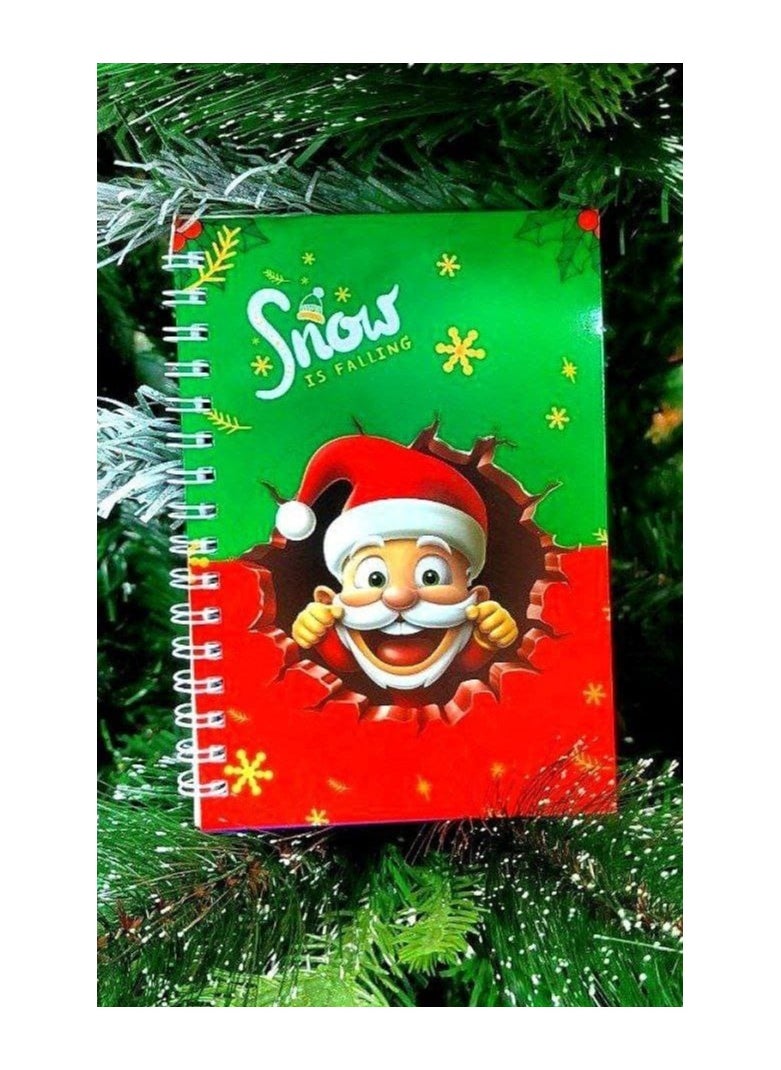 Generic - Notebook, wire notebook, 50 sheets with New Year and Christmas drawings, suitable for adults and children, size 15*10 cm. - Image 1