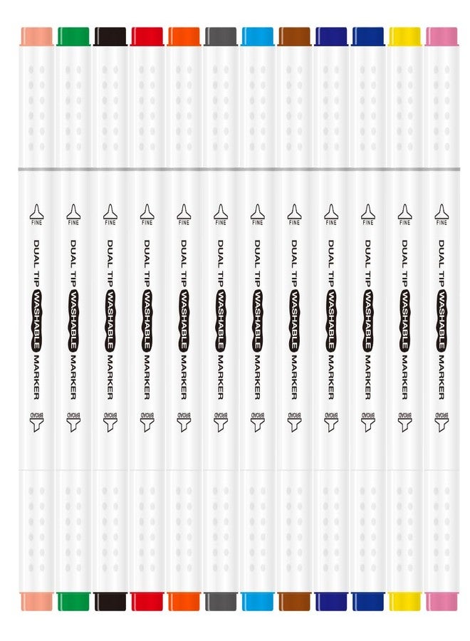 Sleepah 12 Washable Markers for Air Brush Set (SL190) & Drawing with Chisel Tips (12 Markers)
