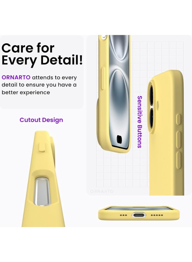 أكاليكس جراب سيليكون متوافق مع iPhone 17، جراب هاتف سيليكون سائل رفيع مع مصد مطاطي ناعم مقاوم للصدمات مكون من 3 طبقات مع بطانة من مادة TPU (أصفر زبدي) - Image 3