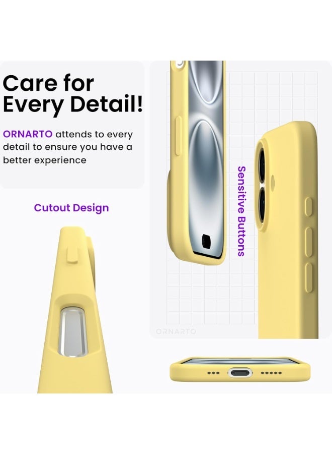 أكاليكس جراب سيليكون متوافق مع iPhone 17، جراب هاتف سيليكون سائل رفيع مع مصد مطاطي ناعم مقاوم للصدمات مكون من 3 طبقات مع بطانة من مادة TPU (أصفر زبدي) - Image 4