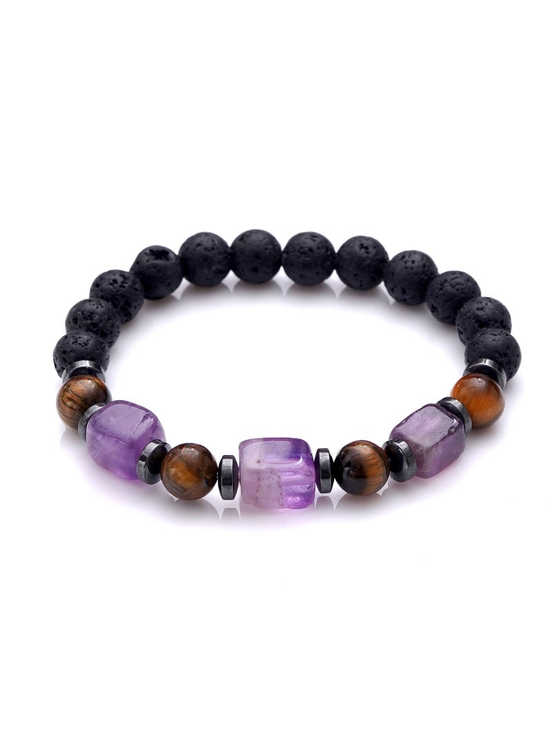Subhati Bracelet with Lava Stone | Tiger Eye | amethyst  - Image 2