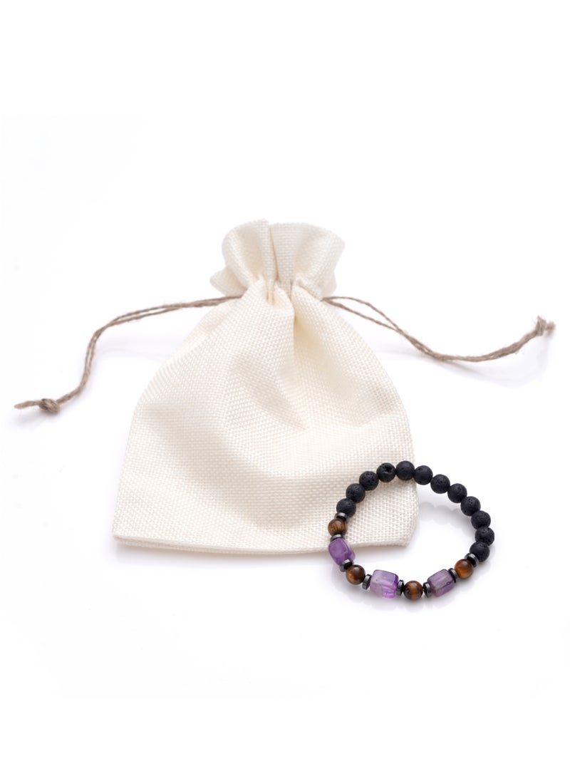 Subhati Bracelet with Lava Stone | Tiger Eye | amethyst  - Image 3
