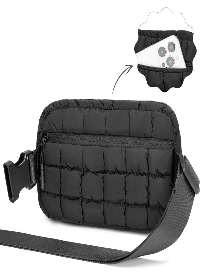 FORZAROCKET Plus Size - Quilted Puffer Belt Bag - Extra Long Strap 75" - Extended Strap - Women Designer Fanny Pack - Stylish Waist Bag - Unisex Crossbody Bag (Black) - Image 3