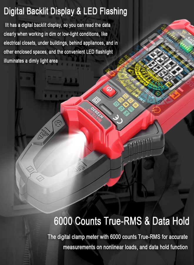 MAYILON Digital Clamp Multimeter Multifunction 600V Voltmeter Tester Amp Volt Meter Auto-ranging NCV True RMS 6000 Counts 60A Current Resistance Capacitance Temperature Diodes Continuity Measurement - Image 5