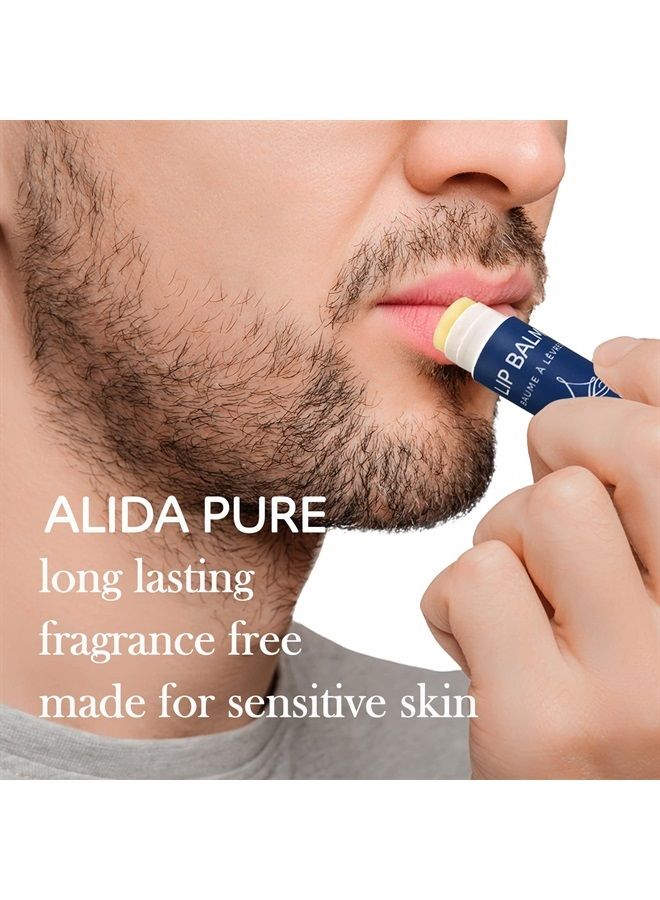 ALIDA PURE Fragrance Free Lip Balm, Vegan, Unscented, No Flavor, Beeswax Free, Coconut Oil Free, Natural, Organic Jojoba Oil, Avocado Oil, Candelilla Wax, and Vitamin E, Natural Moisturizing Lip Balm - Image 1