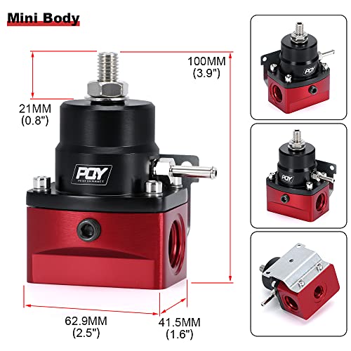 pqy منظم ضغط وقود PQY AN8 خط التغذية و AN6 خط العادم + مجموعة مقياس 0-160 PSI أسود+أحمر - Image 5