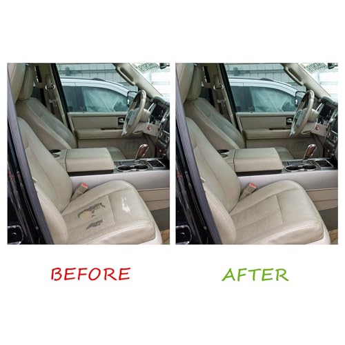 Sekeseauto Driver and Passenger Bottom and Top Lean Back Perforated Leather Seat Covers Tan Compatible with Ford Expedition 2007 2008 2009 2010 2012 2013 2014 - Image 2