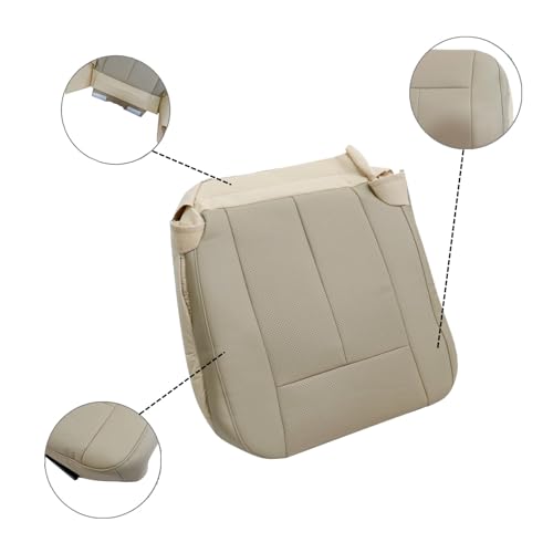 Sekeseauto Driver and Passenger Bottom and Top Lean Back Perforated Leather Seat Covers Tan Compatible with Ford Expedition 2007 2008 2009 2010 2012 2013 2014 - Image 3