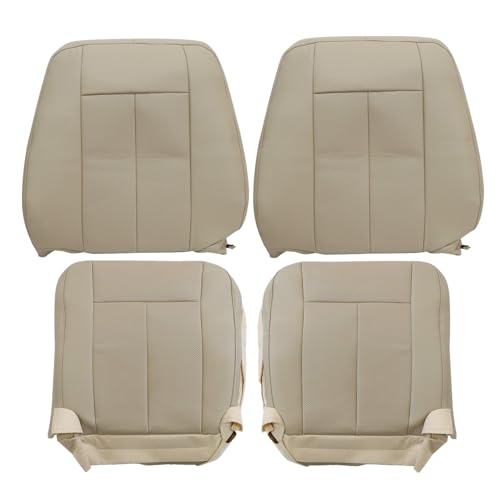 Sekeseauto Driver and Passenger Bottom and Top Lean Back Perforated Leather Seat Covers Tan Compatible with Ford Expedition 2007 2008 2009 2010 2012 2013 2014 - Image 1