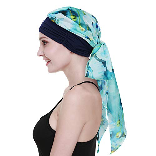 FocusCare Long Hair Wig Accessory Turban Scarves Print Chemo Headbands Hats Beanie Bandana - Image 2