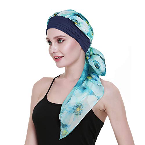 FocusCare Long Hair Wig Accessory Turban Scarves Print Chemo Headbands Hats Beanie Bandana - Image 1