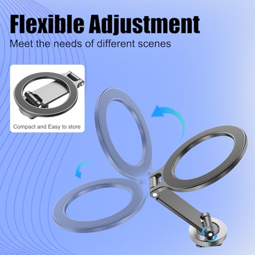 HAFOKO Magnetic Phone Tripod Clamp, Aluminum Magnetic Cold Shoe Camera Mount Compatible for iPhone 17/16/15/14/13 Pro Max, MAG Adapter Holder with 1/4" Screw for Photography - Image 4