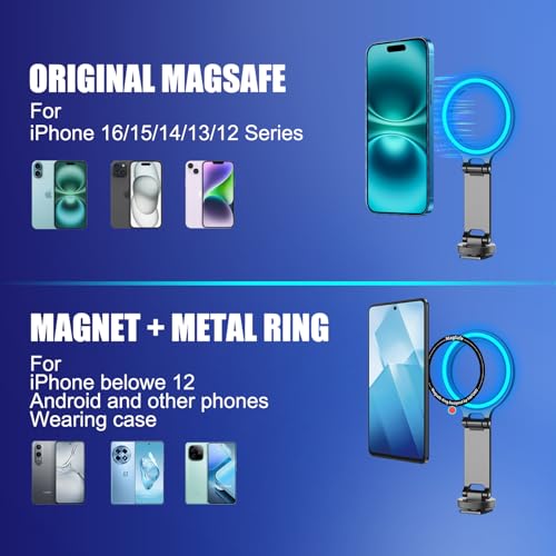 HAFOKO Magnetic Phone Tripod Clamp, Aluminum Magnetic Cold Shoe Camera Mount Compatible for iPhone 17/16/15/14/13 Pro Max, MAG Adapter Holder with 1/4" Screw for Photography - Image 2