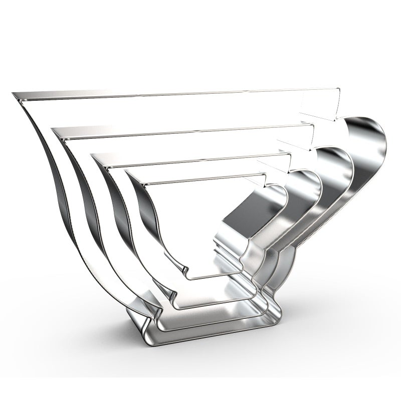 Teacup Cookie Cutter Set  5 4 3 2  4 Piece  Stainless Steel