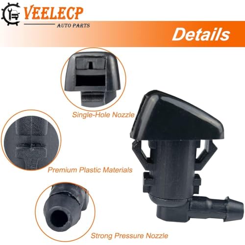 VEELECP Front Windshield Washer Nozzle Wiper Spray Kit Compatible for 2006-2010 Commander Liberty - 2007-2012 Nitro (Pack of 2) Replace # 04806312AA 55157319AA - Image 3