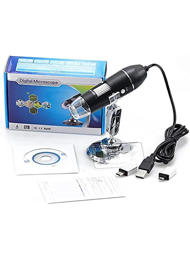 Portable Digital USB Microscope (1600x Magnification) - Type-C Camera Endoscope with 8 Adjustable LEDs - Compatible with Mobile (Android) and PC (Windows/Mac) - For Science, Inspection, and Repair. - Image 1
