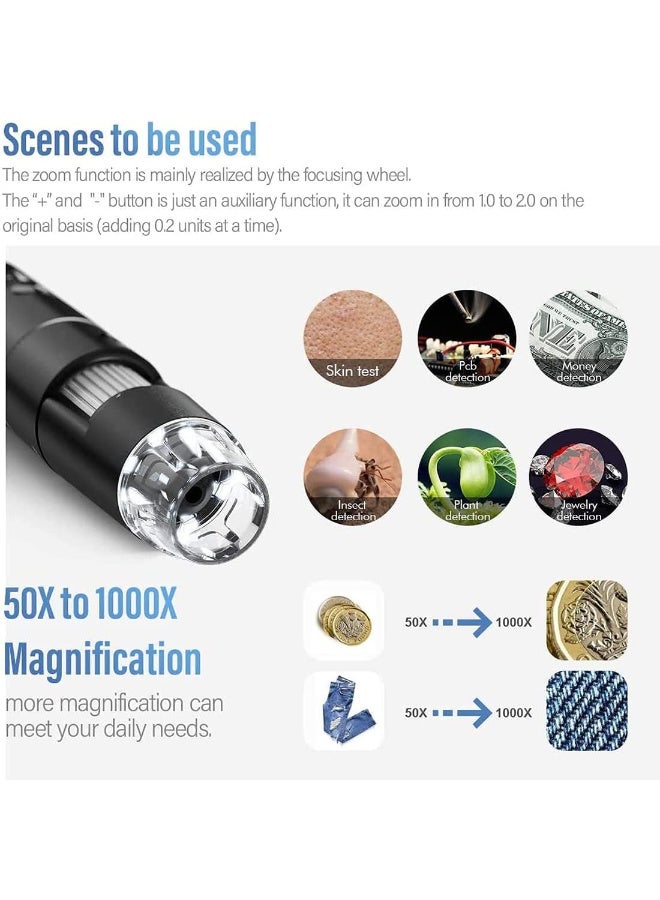 Portable Digital USB Microscope (1600x Magnification) - Type-C Camera Endoscope with 8 Adjustable LEDs - Compatible with Mobile (Android) and PC (Windows/Mac) - For Science, Inspection, and Repair. - Image 5