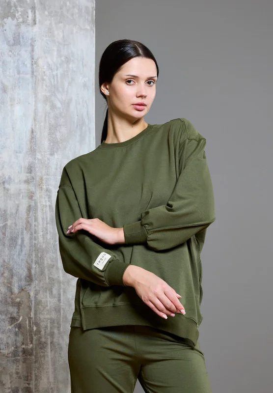 ذوق Asymmetric Hemline Extended Side Seam Sweatshirt