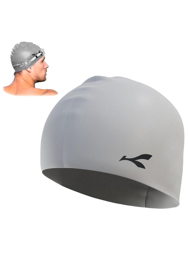 كونيكس قبعة سباحة سيليكون مقاومة للماء للرجال والنساء | قابلة للتمدد وسريعة الجفاف | تمنع شد الشعر والأضرار الكيميائية | مثالية للأطفال والبالغين (رمادي فاتح) - Image 1