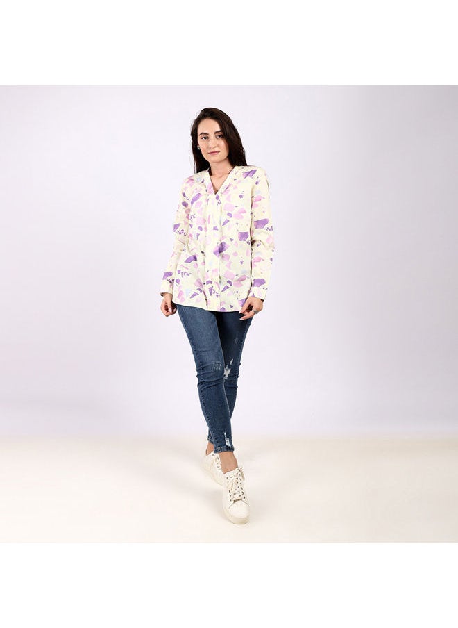 Esla ESLA Long-Sleeved Printed  Blouse Yellow  - Image 1
