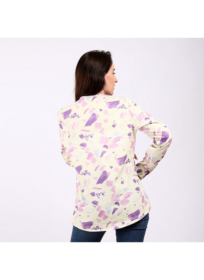 Esla ESLA Long-Sleeved Printed  Blouse Yellow  - Image 3