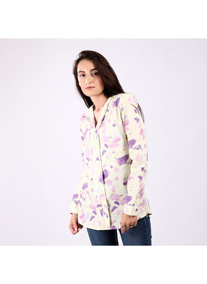 Esla ESLA Long-Sleeved Printed  Blouse Yellow  - Image 2