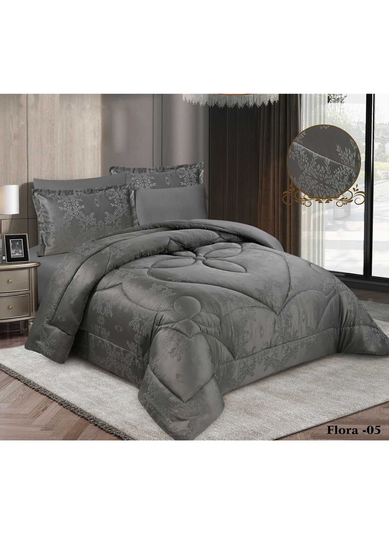 Miral Printed Single and a Half Bedding Set – 4 Pieces (Reversible Comforter 230×170, Fitted Sheet 120×200, 2 Pillowcases 70×50) 