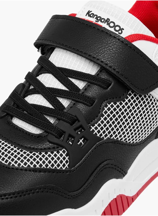 كانغاروس Boys' Panelled Sneakers with Hook and Loop Closure